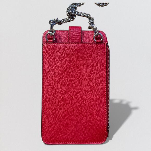 Coach C6884 North South Phone Crossbody Crossgrain Leather Candy Apple Red - Picture 2 of 4